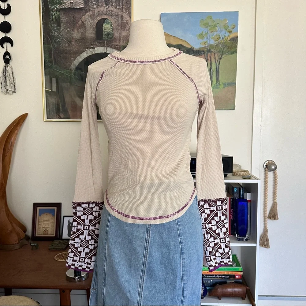 Free People She’s Reversible Cuff Thermal - Small, Oat - Picture 2 of 11